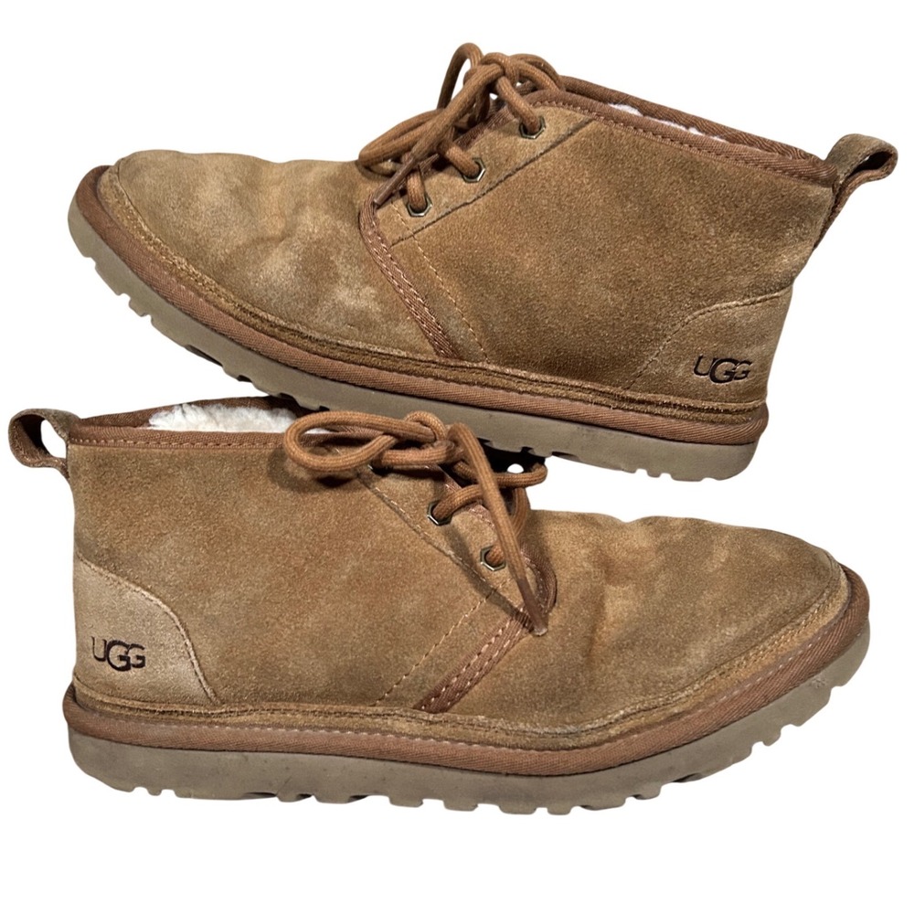 UGG Neumel Chestnut Suede Sherling Lace Up Ankle‎ Boots Slippers Womens 8